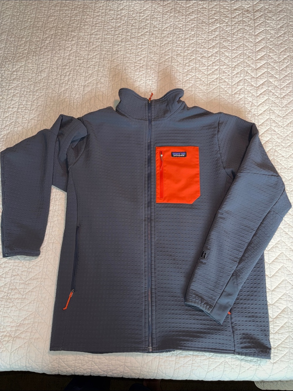 Patagonia Gray Performance Jacket with Orange Chest Pocket